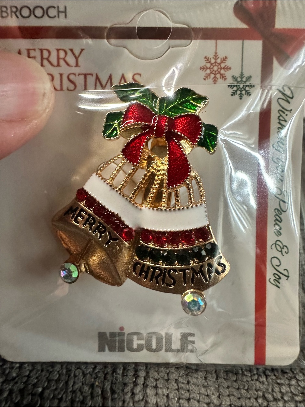 Brooch - Holiday Bell Pin